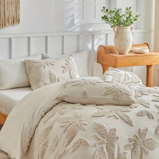 Washable 2u002F3pcs Duvet Cover Set - Three-Dimensional Tufted Butterfly Pattern, Shabby Chic Style Bedroom Decor, Soft and Comfortable Multi-Size Bedding, Breathable High-Quality Polyester Bedding, Suitable for All Seasons