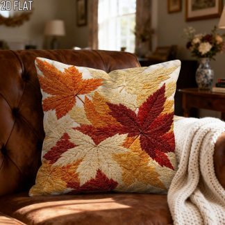 2D Flat 1pc Thanksgiving Autumn Leaf Throw Pillow Covers Orange Golden Cosy Decorative Pillowcases One-Sided Printing for Living Room Bedroom Sofa Bed Decor Without Pillow Inserts