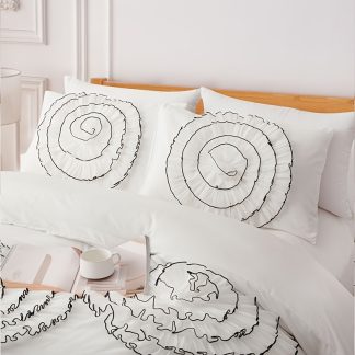 French-Style Light Luxury Three-Dimensional Pleated Floral Duvet Cover Set (2pcsu002F3pcs, Comforter and Pillow Inserts Not Included) - Romantic Girly Heart Design, Skin-Friendly and Soft, Suitable for All Seasons, Romantic Atmosphere Bedding